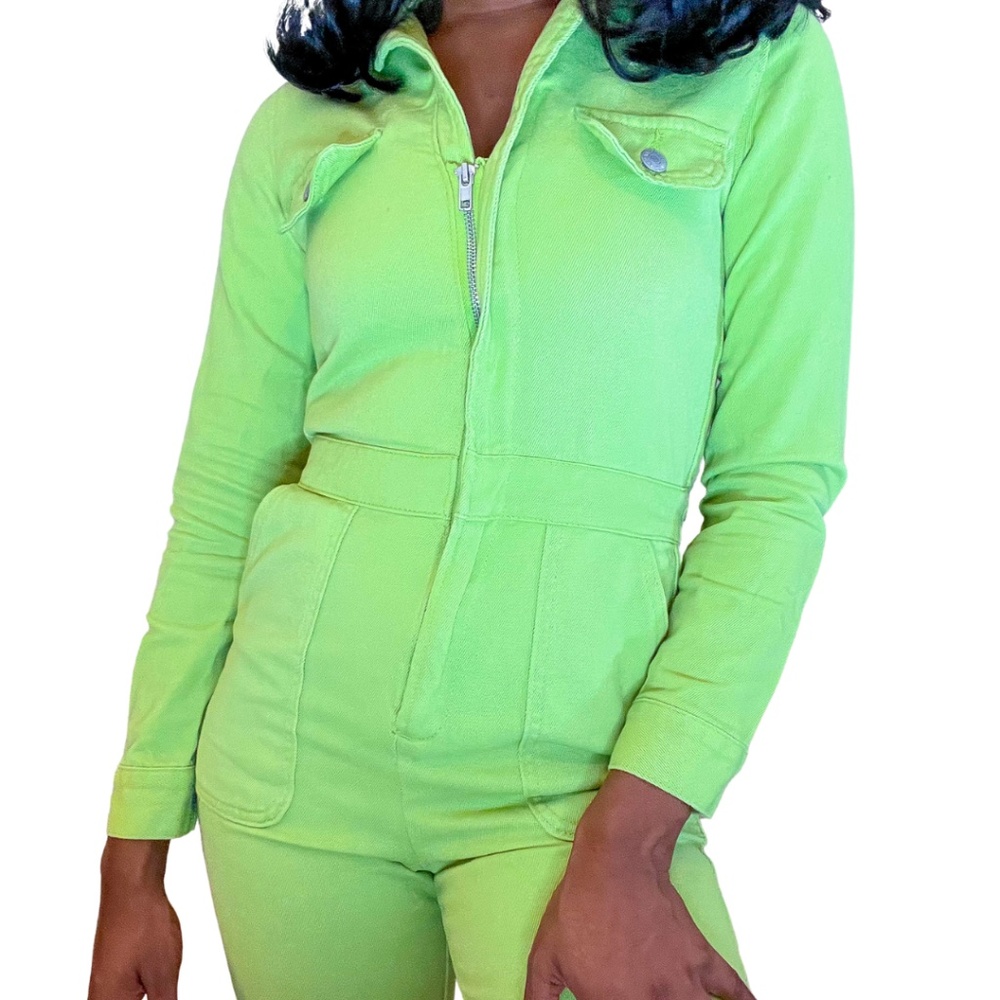 Green Denim Jumpsuit